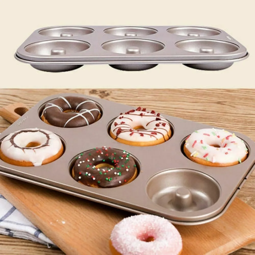 

New Chocolate Donut Mold Cake Carbon Steel Baking Tray Kitchen Tool Candy 6 Holes Mould