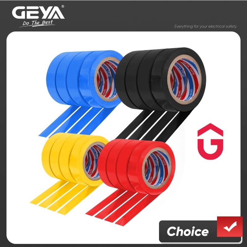 GEYA PVC Insulation Tape Electrical Tape Ultra-Adhesive PVC Waterproof Tape 1 Roll  OF 10 Meters Black Red Blue Yellow