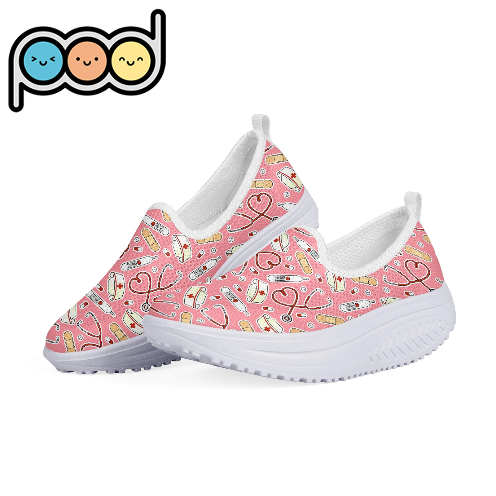 Women's Sneakers Blue Medicine Nurse Prints Platform Toning Wedge Light Weight Zapatillas Sports Shoes For Woman