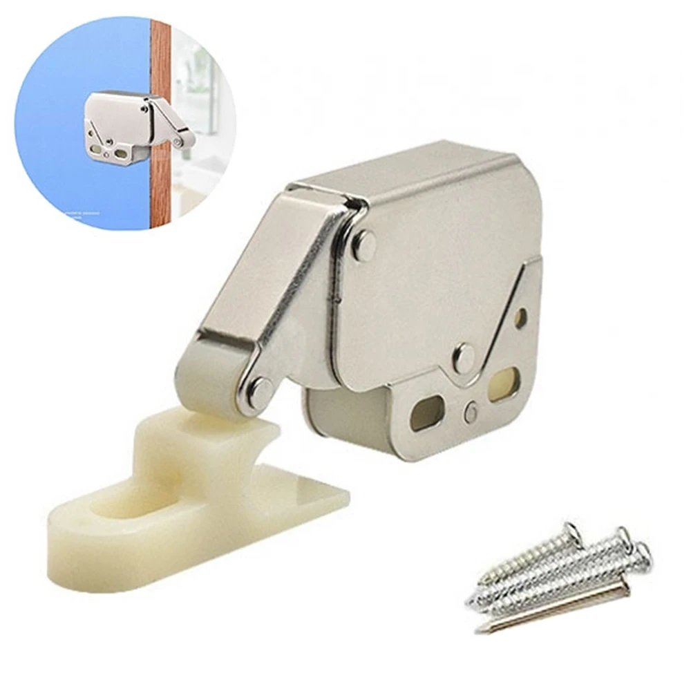 Cabinet Door Lock Cabinet Locks Automatic Spring Rebound Bump Bead Push Type Mini Latches Cabinet Wardrobe Furniture Safety