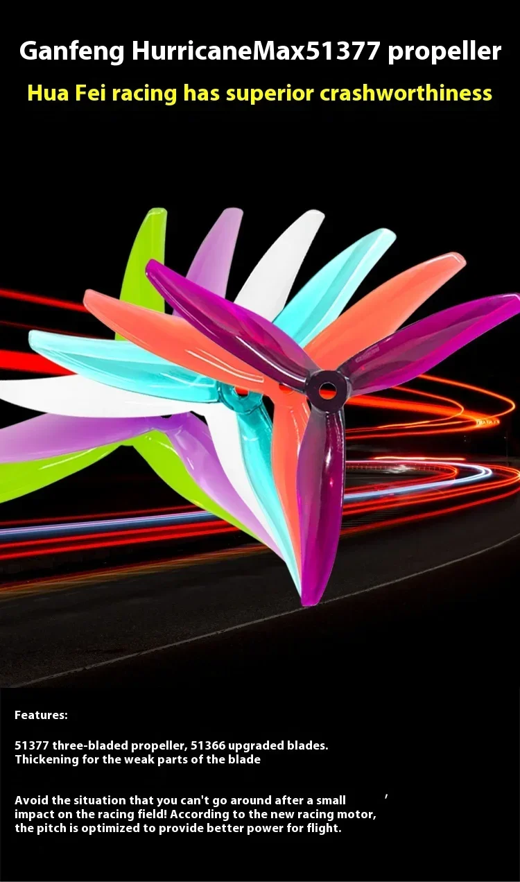 Hélices Drone FPV 3 Pouces Lot de 4 - Pink/Translucent Blue/Purple/Yellow