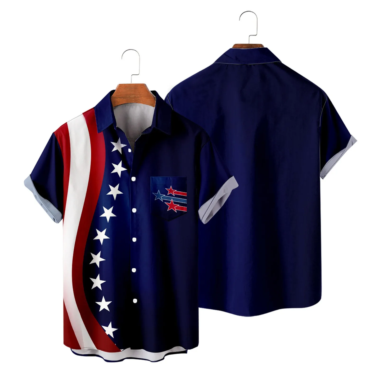 

Мужская футболка с 3D-принтом флага на День Независимости, модная футболка с отворотами и пуговицами, Геометрическая Этническая Корейская мода с коротким рукавом