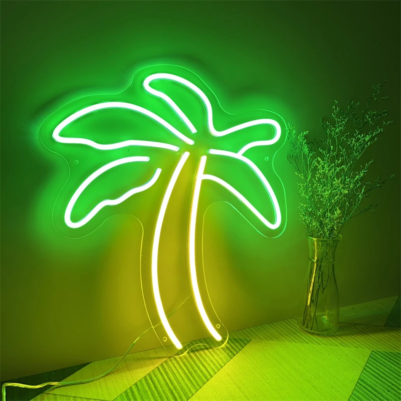 Coconut Neon Art Palm Tree Led Light Beach House Decor Tree Wall Light