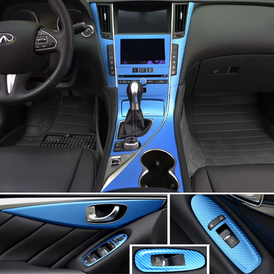 Real Carbon Fiber Cup Holder Panel Trim Cover For Infiniti Q50 & Q60 (2017-2024) 12 thumbnail image