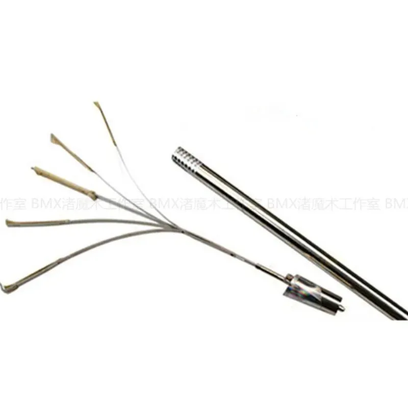 지팡이에 5 발사 된 멀티 토치, 실버 지팡이 마술 트릭, 마술사 무대 환상, 기믹 소품 액세서리 재미