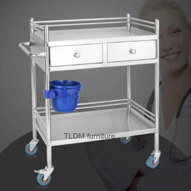 Stainless Steel salon Trolley Hospital Trolley Cart Beauty Salon Rack Operating Room Medical Equipment Instrument Movable Cart