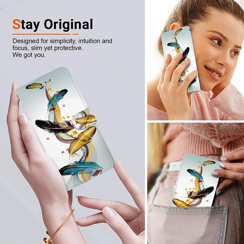Magnetic Leather Flip Wallet Case with Painted Pattern