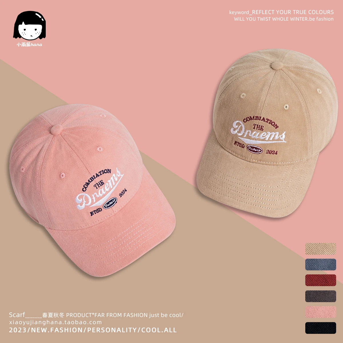 

Japanese-Style Retro Heavy Embroidered Peaked Cap Women's Hong Kong Style Casual Baseball Cap Men