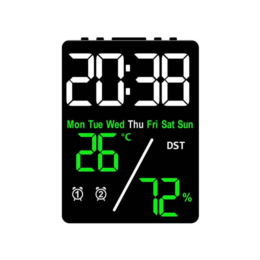 Digital Wall Clock Electronic Digital Wall Clock USB Socket Intelligent Setting Temperature And Humidity Automatic Dimming LED Alarm Clock