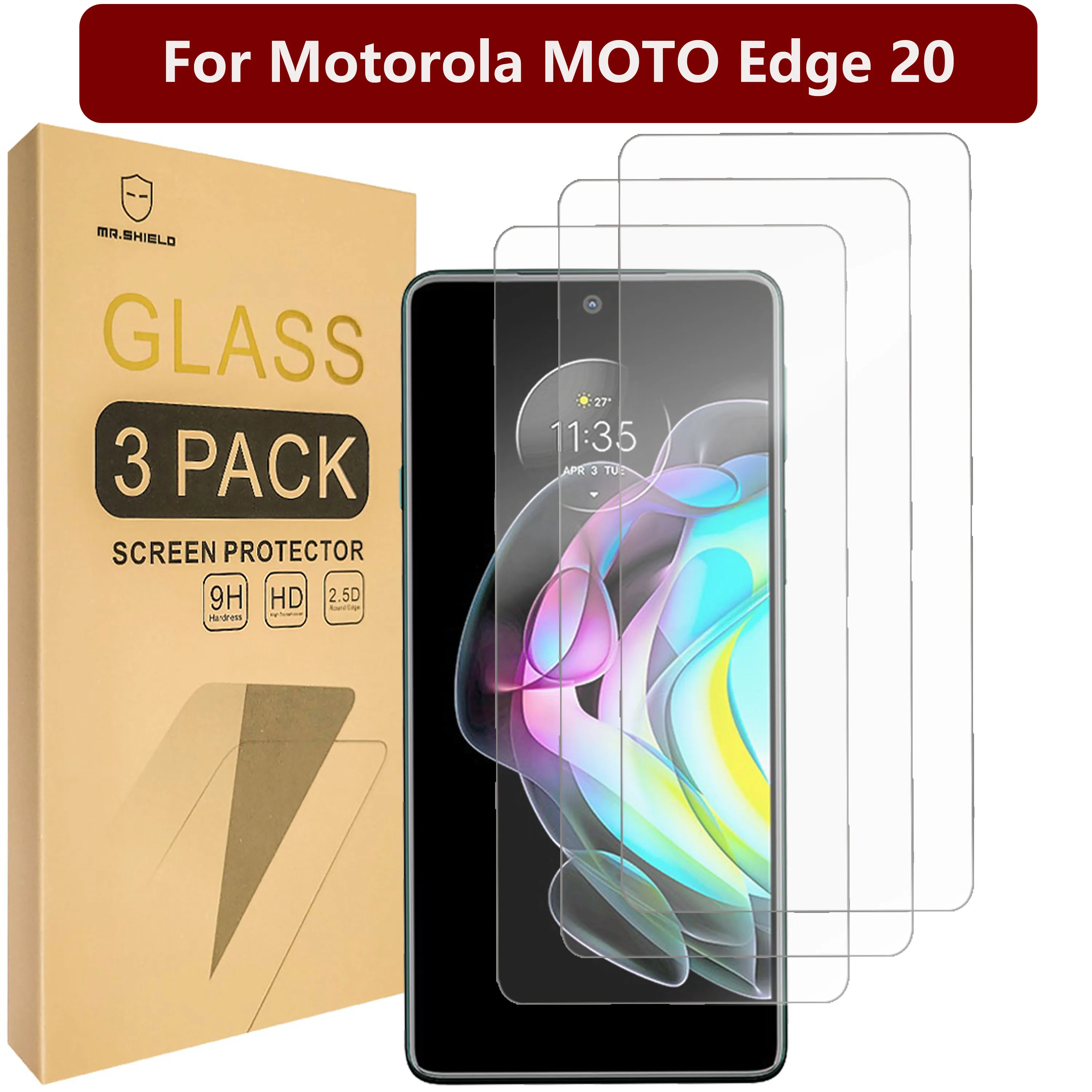 

Mr.Shield [3-Pack] Designed For Motorola MOTO Edge 20 [Tempered Glass] [Japan Glass with 9H Hardness] Screen Protector