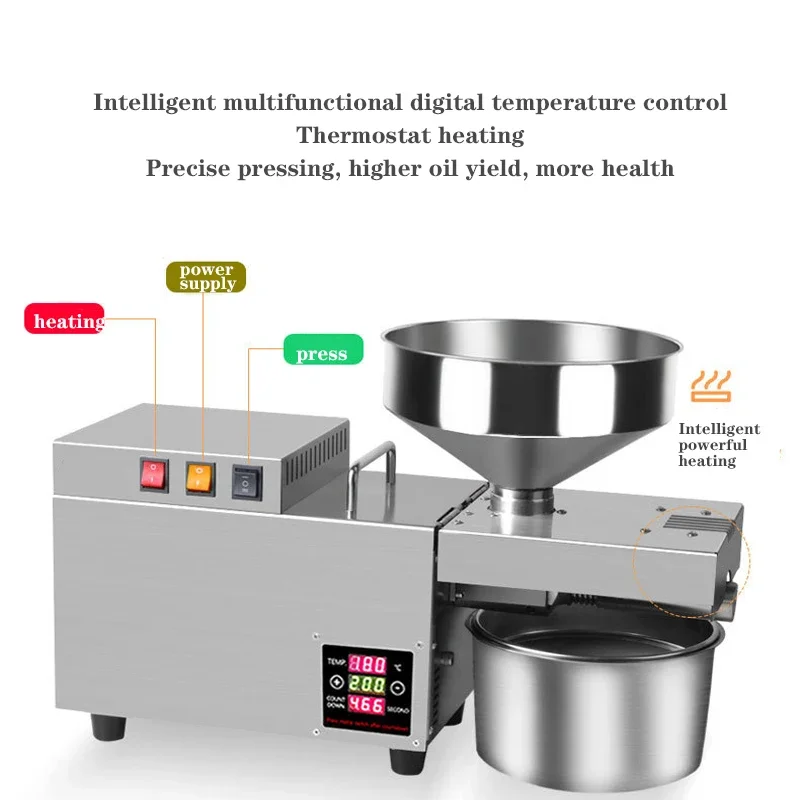 110V/220V Oil Presser  Stainless Steel Intelligent  Oil Press S9S Commercial Linseed esame Peanut Oil Press 8-13Kg/H 6