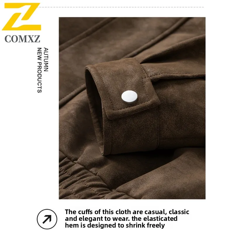 ​COMXZ Men Stand Collar Jacket Outdoor sport Casual Loose Fit  Autumn Waterproof Windbreaker Utility with Multi-Pockets​ Coat