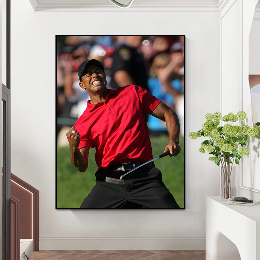 

Golf Sports Art Posters And Prints Canvas Painting Tiger Woods Portrait Wall Decor Picture For Living Room Home Gym Frameless