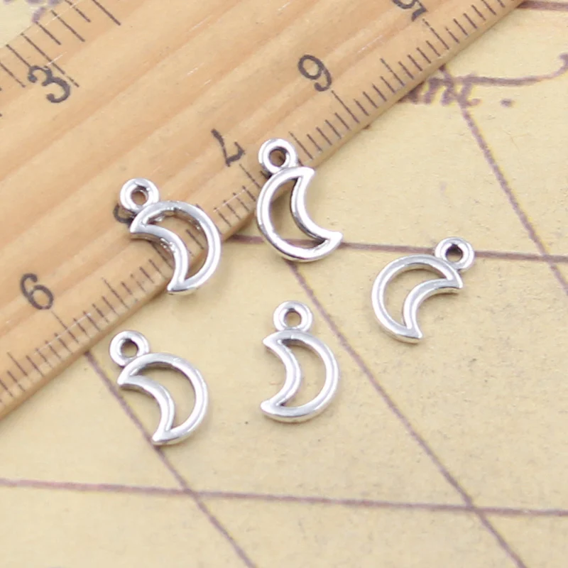 30pcs 매력 작은 사랑스러운 달 11x6mm 골동품 실버 컬러 펜던트 DIY 만들기 수제 티베트 보석 찾기