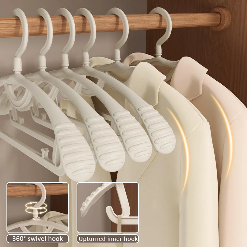 Lot De 10 Cintres Plastique Large épaule - Antidérapants, Crochet Pivotant, Couleurs Assorties - Pour Rangement Et Séchage