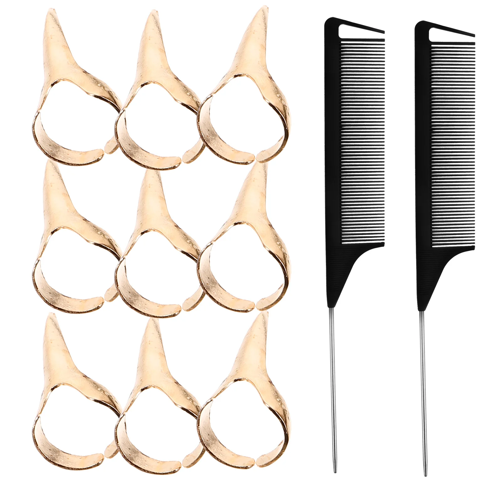 

1 Set Teasing Comb Barber Comb Hair Stylist Tail Combs Parting Hair Combs with Hair Parting Rings