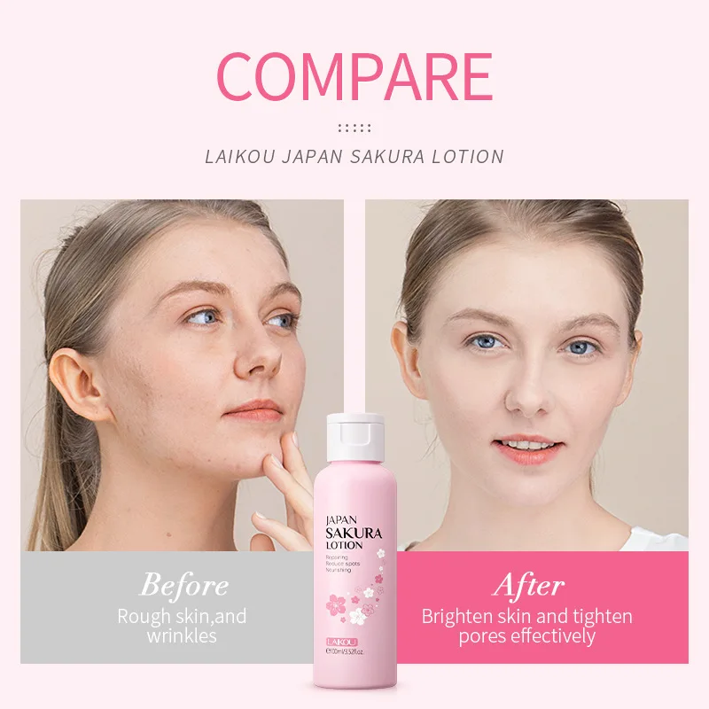 LAIKOU Sakura Face Lotion Moisturizing Essence  Shrink Pores Repairing  Improve Skin Elasticity  100ML 3