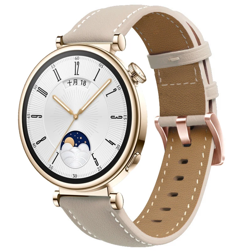

18mm Leather Watch Strap Band Bracelet For Huawei Watch GT 4 GT4 41mm Replacement Wristband For Garmin Venu 3S 2S Vivoactive 4S