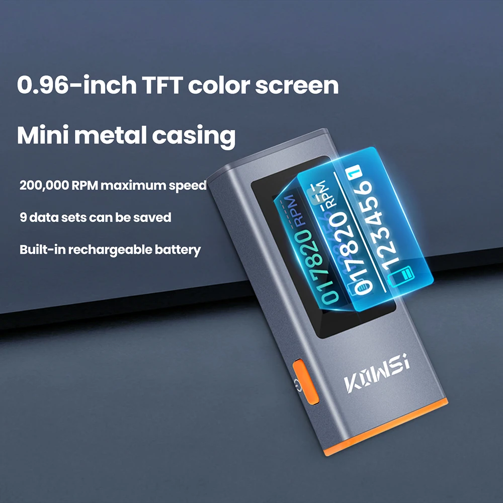 디지털 레이저 타코미터 0.96인치 TFT 디스플레이 300-200000RPM 비접촉식 광전 RPM 미터 모터 엔진 팬용 Type-C