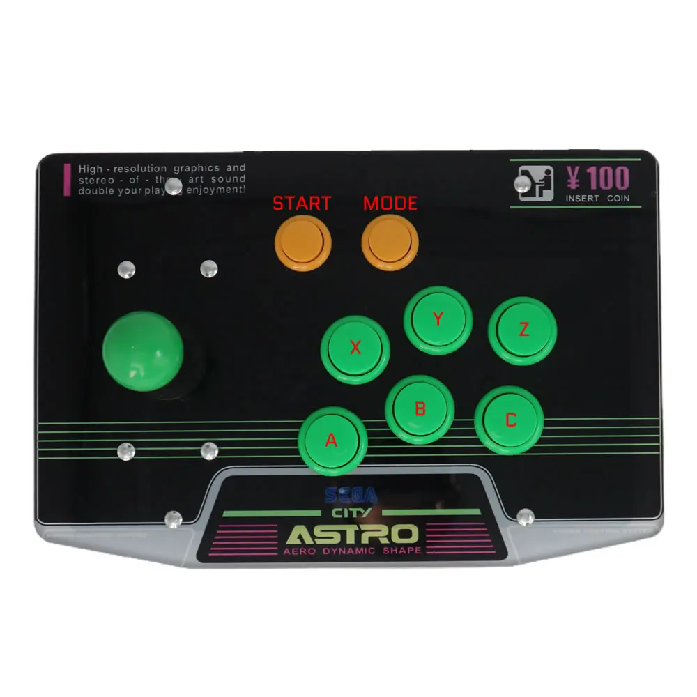 메가 드라이브 1/2, 6 버튼, 9 핀 MD 아케이드 조이스틱 컨트롤러, 메가 드라이브용 아트워크 패널 파이트  스틱-Freehip.co.kr