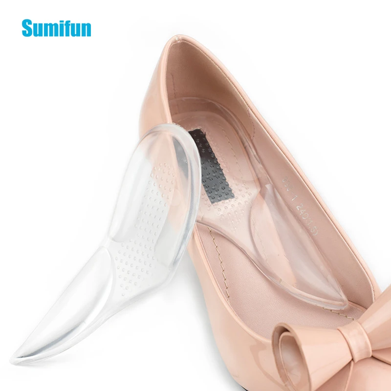 2Pcs/pair Foot Arch Support Pad Hind Foot Shoe Pads Flat Foot Correction Transparent Non Slip Silicone Insole Feet Health Tools 2pcs sumifun shoe lift flat foot correction x o shaped leg orthopedic arch support soft comfortable insole feet correct tools