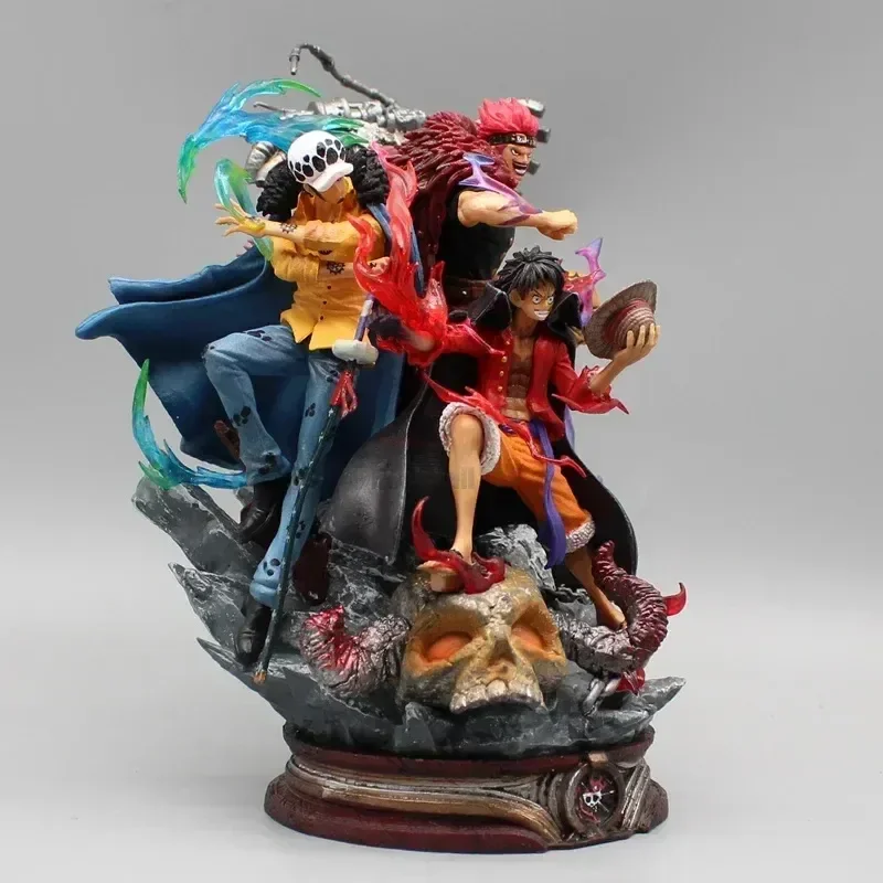 

22cm One Piece Figurine Luffy Kid Law Anime Figures Three Captain Action Model Pvc Statue Doll Collection Decoration Toys Gift