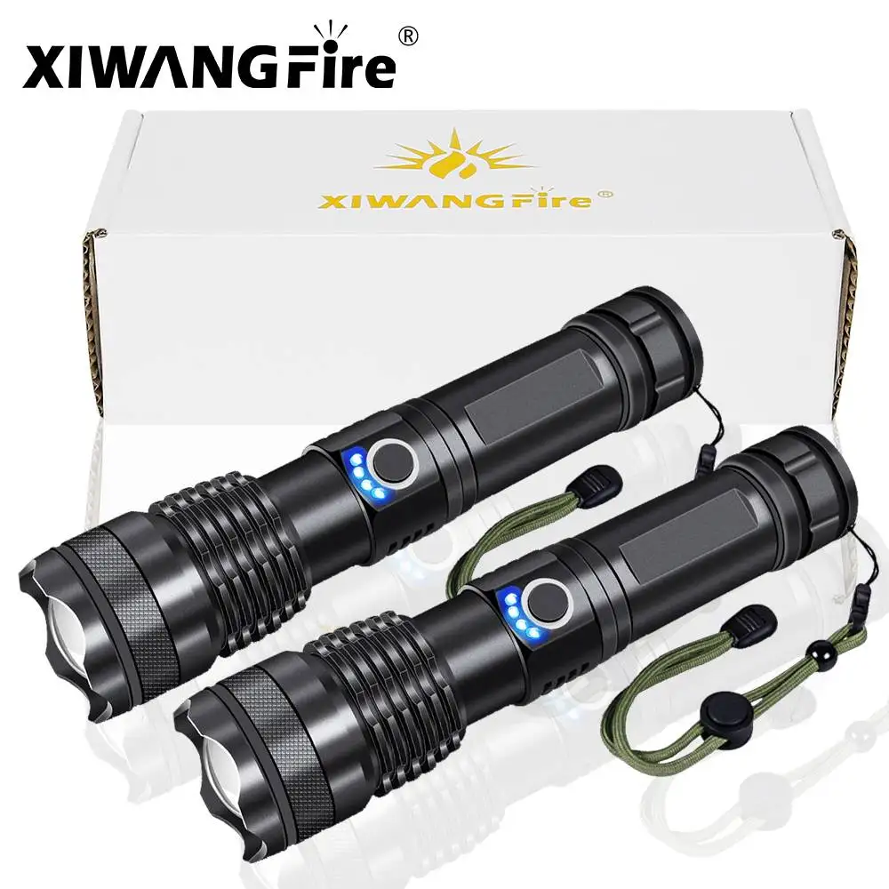 10000LM 30W Portable LED Flashlights USB Rechargeable Light High Power Tactical Modes Torch Waterproof Outdoor Camping Emergency