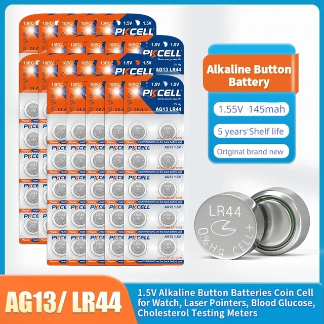 100 Pcs PKCELL LR44 AG13 357 L1154 A76 Button Cell Batteries for Toys  ,Watches