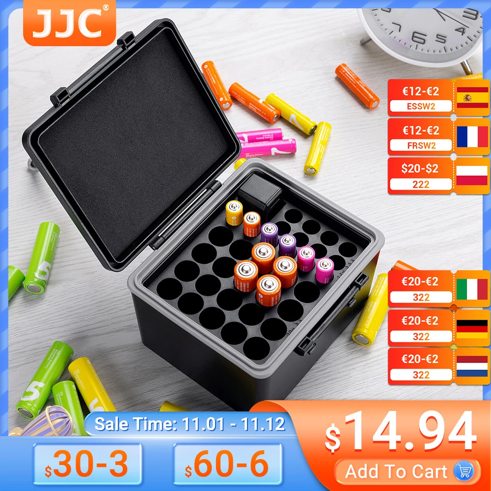 Jjc Multiple Slots 18650 Aa Aaa Battery Holder Case Waterproof Soft Eva
