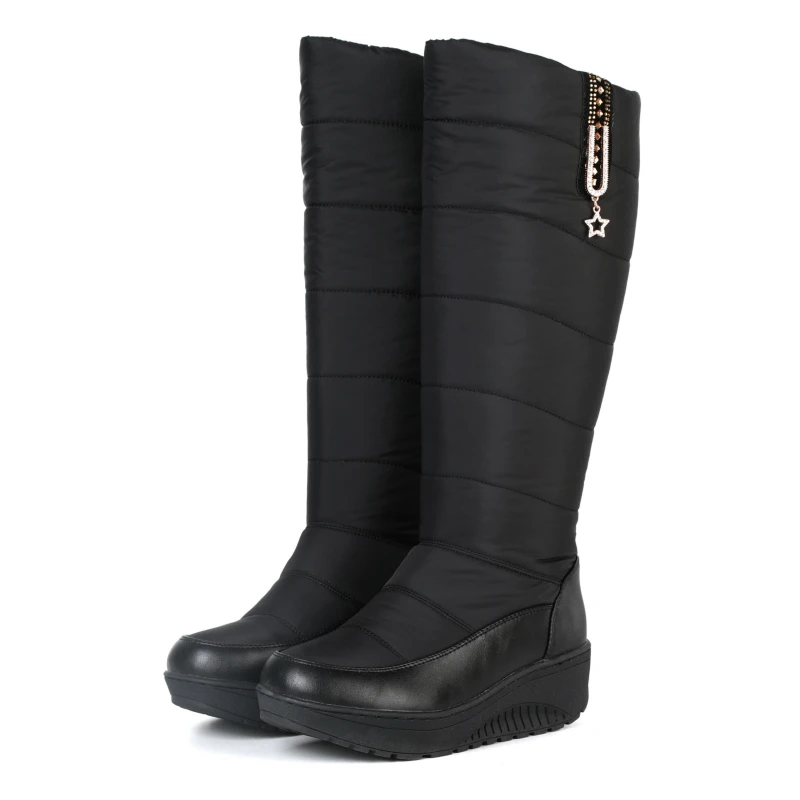 

SIZE 44 Warm Fur Plush Down Snow Boots Women Winter 2023 Mother Shoes Waterproof Comfortable Women's Knee High Boot Black Red