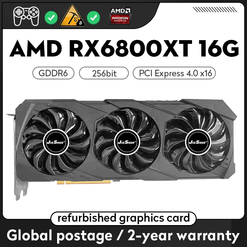 JIESHUO AMD RX 6800XT 16GB Gaming Graphics Cards GDDR6 256Bit DP*3 HDMI*1  8+8PIN Radeon RX6800XT 16g game Video Card RX 6800 XT - AliExpress