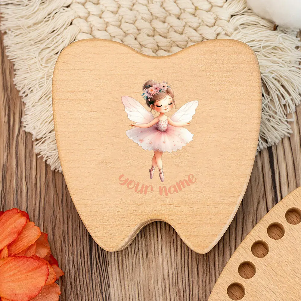 תיבת פיירי שן מותאמת אישית מעץ, תיבת פיירי שן לבנים ובנות, מתנת יומולדת לילדים, מתנת חתונה לתינוק