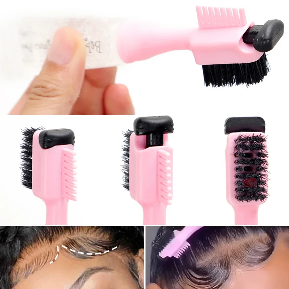 Edge Control Styling Hair Gel With Brush 3In1 Long Lasting Professional Broken Hair Cream Baby Hair Brush Hair Gel With Refill 5