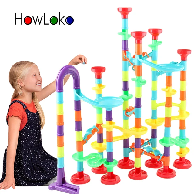 29-142Pcs DIY Construction Marble Run Race Track Building Blocks Kids Educational toys 3D Maze Ball Roll Toys for children 1