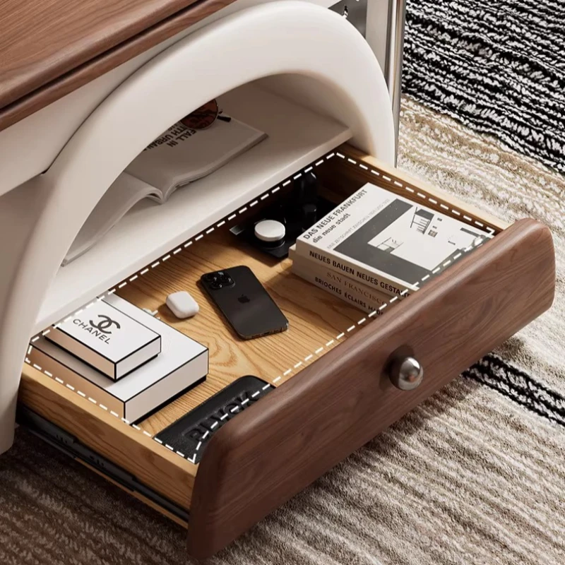 Tavolino Basso da Salone, Tavolino Laterale per Hotel Stile Nordico con Cassetto, Tavolino Regolabile con Contenitore, Tavolo da Terra Sollevabile ed Estensibile, Arredamento Funky - immagine 6