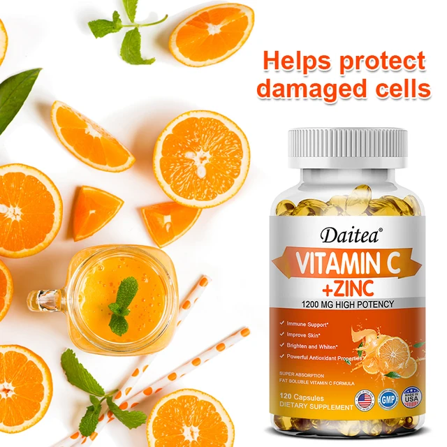 1486-a2bc25.jpg Vitamin C + Zinc Capsules - Immune System Booster Antioxidant Helps Improve Skin Brightening Supports Cellular Energy Production