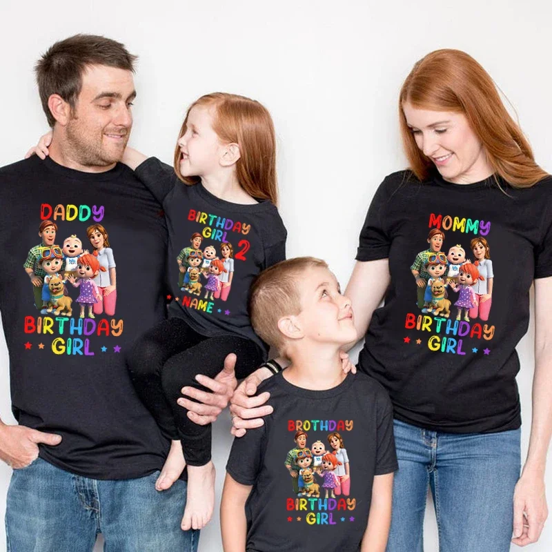 Birthday Girl Shirt for Family Matching Clothes Party Girls T Shirt Gift Custom Name Kids Clothing Outfit Children Clothes Daddy 4