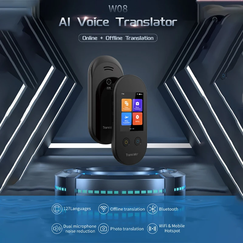 

W08 Multi-Language Translator 100+ Languages WIFI Recording Translation 2.4 Inch TouchScreen With offline Translation Features