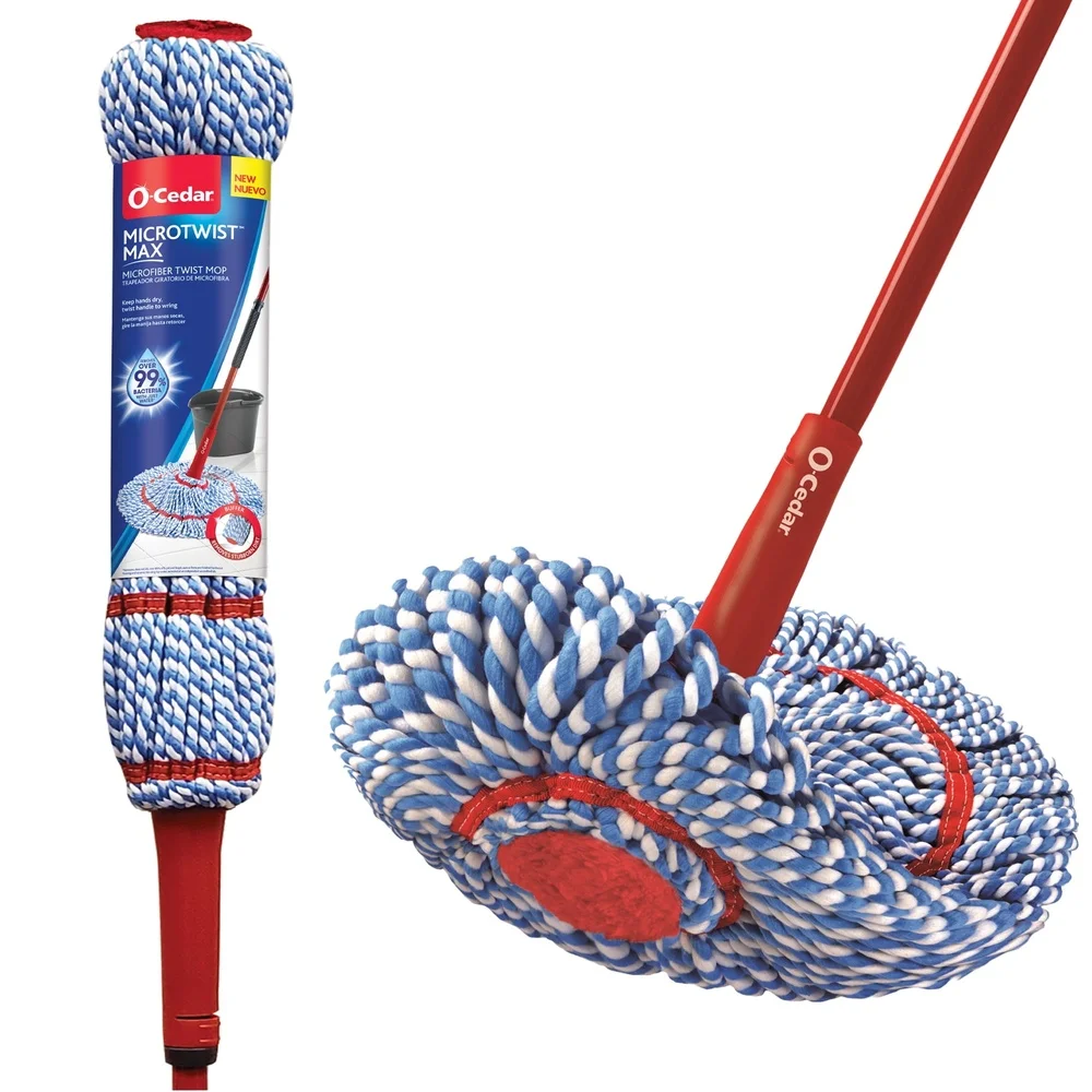 MicroTwist MAX Mop Microfiber 99 Percent Bacteria Removal Washable Reusable Twist Handle 18 Inch Head Fast Floor Cleaning