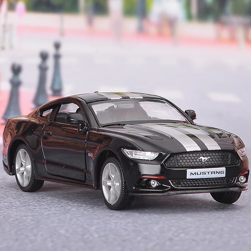1/36 Ford Mustang GT Toy Car Model RMZ CiTY Diecast Super Sport Vehicle Pull Back Door Openable Collection Gift For Children Kid 4