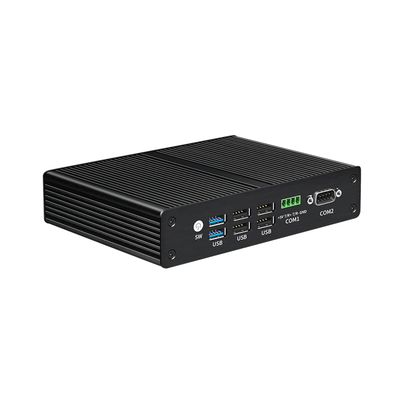 Fanless Industarial Mini PC Intel Processor N100 4x 2.5G Ethernet i225V RS485 RS232 6x USB WiFi Firewall Router Windows Linux