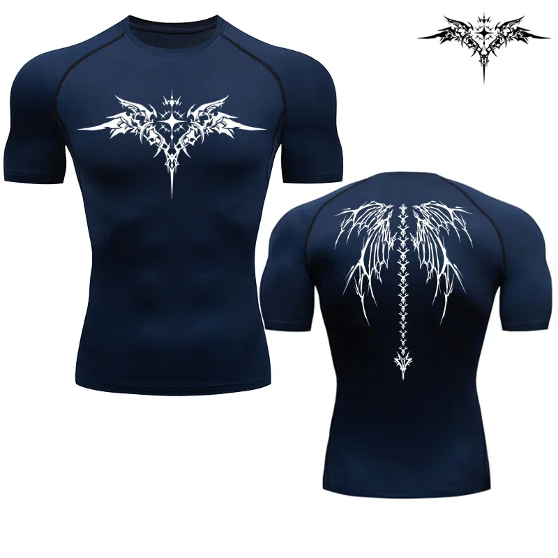 Casual Anime Print Running Compression T-Shirt Men's Quick-Drying Fitness Sportswear Gym Sports Long Sleeve Breathable Top S-3XL 2