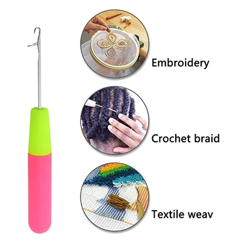 H&STRA 1PC Crochet Hook Needle Plastic Knitt Hair Crochet Needles For Making Braiding Dreadlock Hair Tools