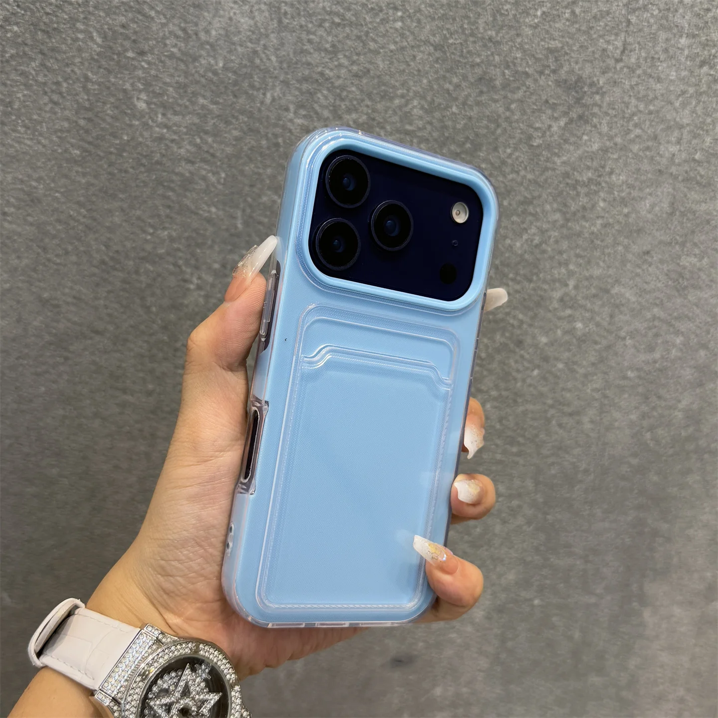 Candy Color Shockproof Phone Case with Card Slot and Photo Clip