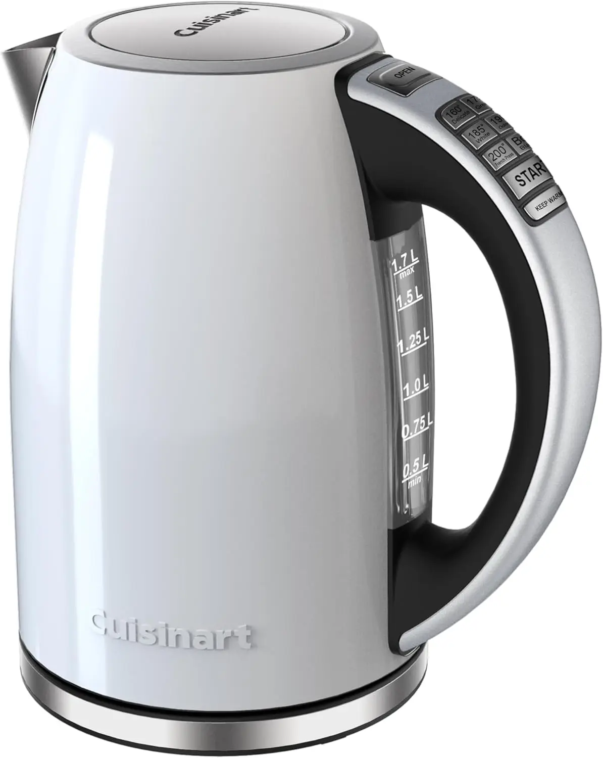 Stainless Steel Cordless Electric Kettle with 6 Preset Temperatures (White), CPK-17