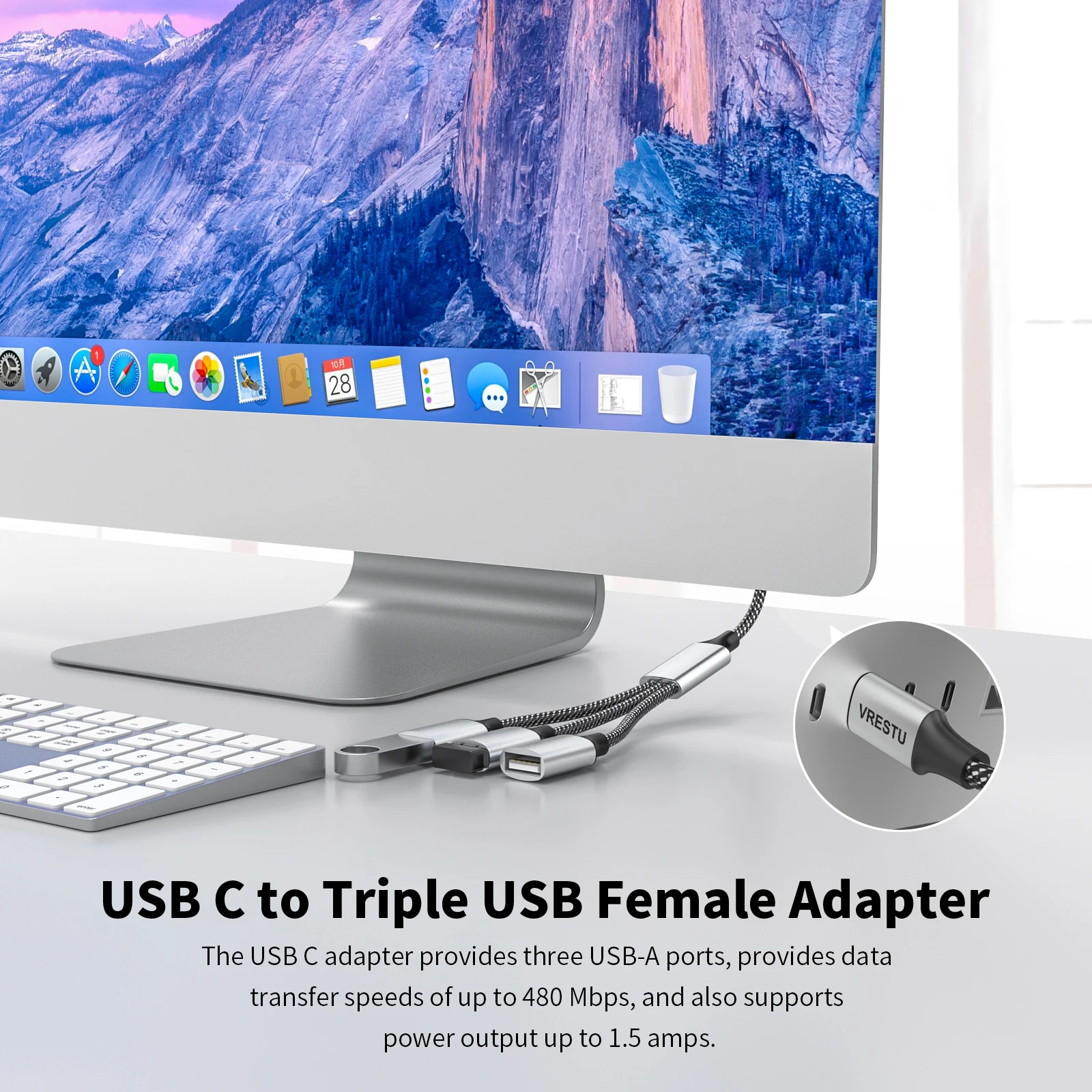 Type C to USB OTG Adapter Cable USB-C Male to USB2.0 Female Expansion HUB for MacBook Pro Samsung iPad Pro Xiaomi Extender 3Port 3