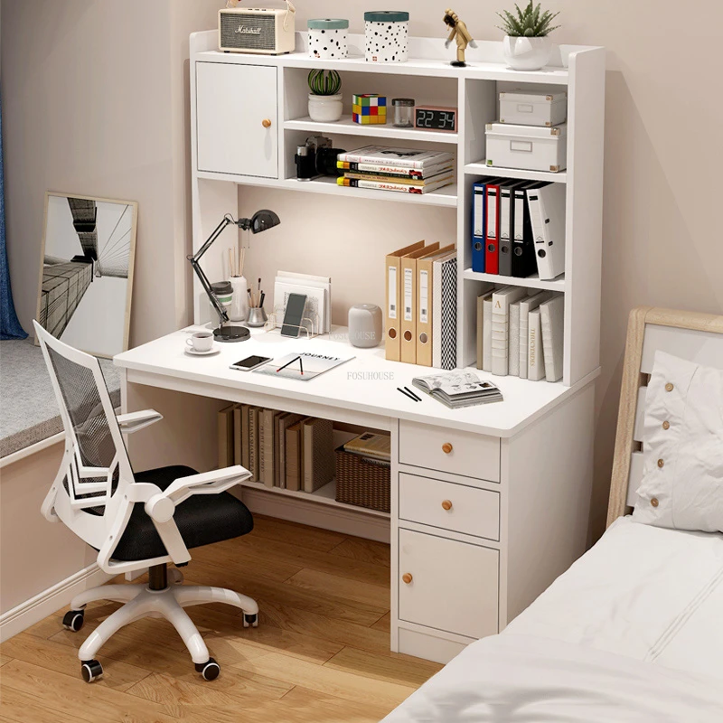 Home Desktop Computer Desks Wooden Storage Table Modern Office Furniture  Bedroom Gaming Desk Student Learning Writing Desk Rack - Computer Desks -  AliExpress