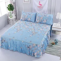 Bed Sheet Set Flower Bedspread - Non-Slip Bed Dress Sheet for King/Queen Size (1.5M/1.8M/2M) Beds Soft Home Bedding Cover 2