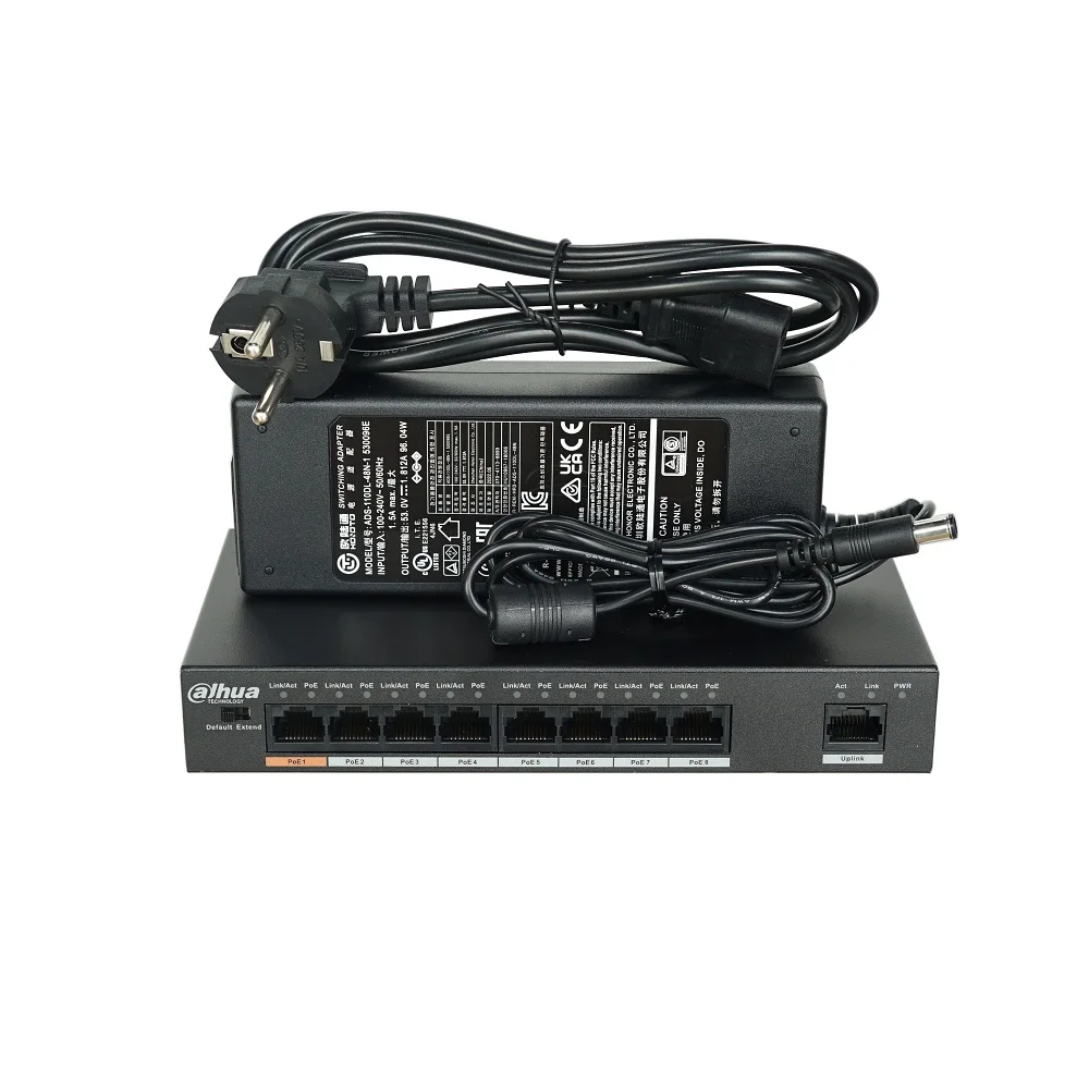 Dahua DH-S4500C-8ET1ET-DPWR 8-Port PoE Switch (Unmanaged), Support IEEE802.3af, IEEE802.3at standard, POE Network Switch