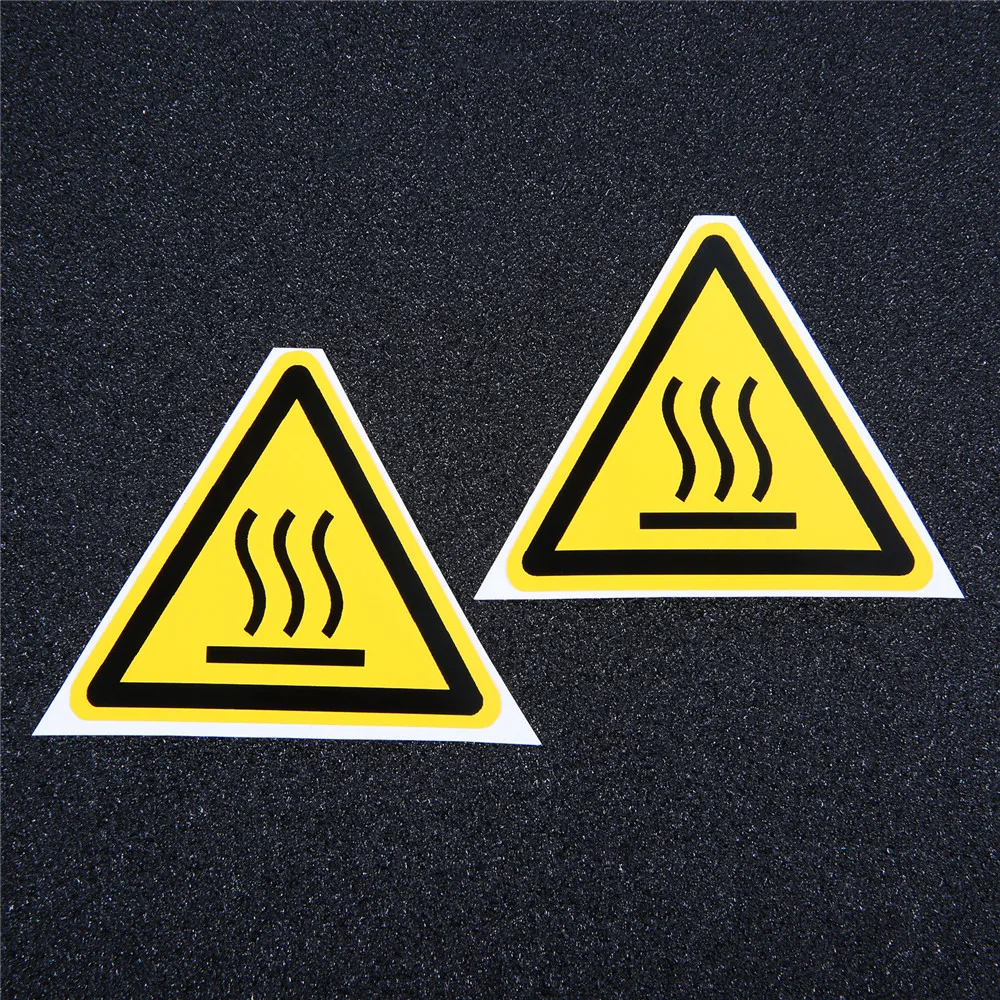 5pcs Safety Sign Sticker "Pay attention to high temperature" Pattern Equilateral Triangle 25/50/100mm Warning Danger Label Tag
